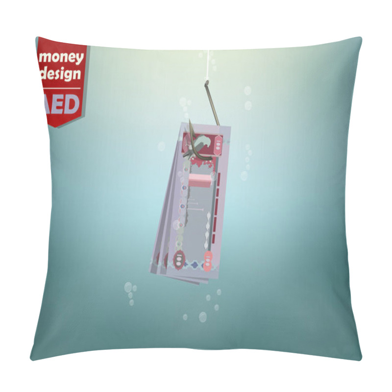 Personality  Money Concept Illustration, United Arab Emirates Dirham Money Paper On Fish Hook Pillow Covers