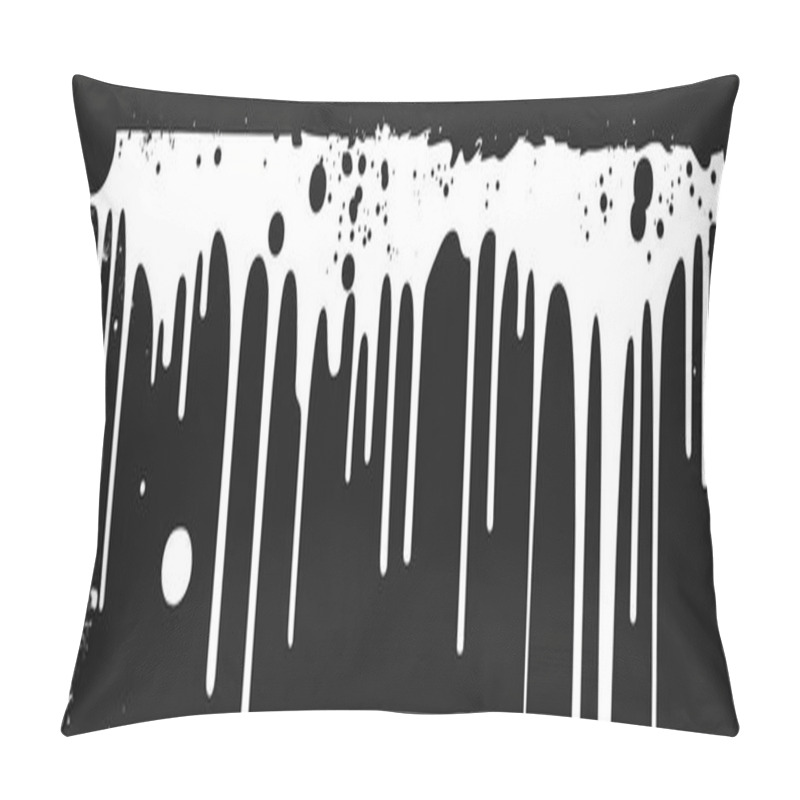 Personality  Pattern Bold Black And White Dripping Paint Vector Art - Minimalist Grunge Design Pillow Covers