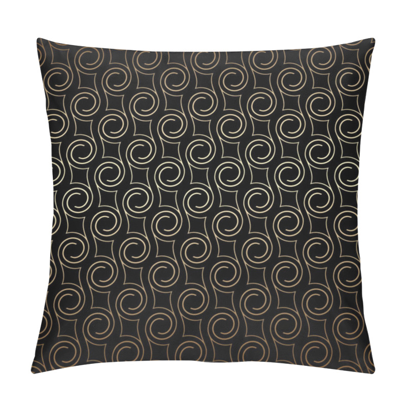 Personality  Golden Art Deco Seamless Pattern With Swirls , Black And Gold Colors. Luxury Decorative Ornament. Vintage Vector Background, Wallpaper. Gold Geometric Shapes, Elegant Retro Texture Pillow Covers