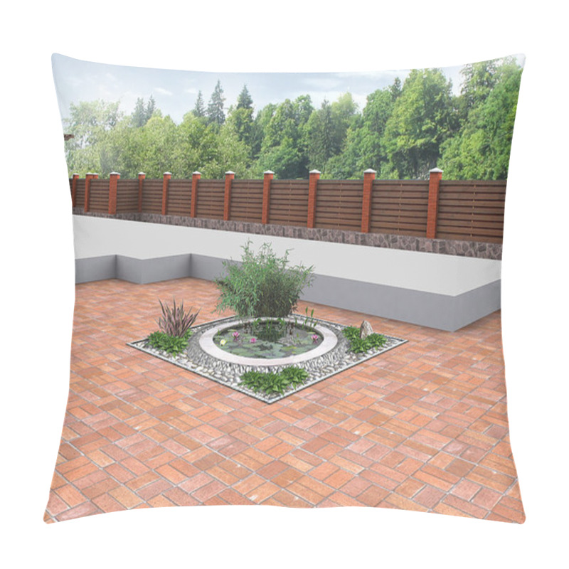 Personality  Landscaping  Miniature Round Pond, 3D Render Pillow Covers