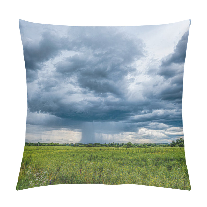 Personality  Storm Rain Clouds Forming Over The Countryside Fields In Green S Pillow Covers