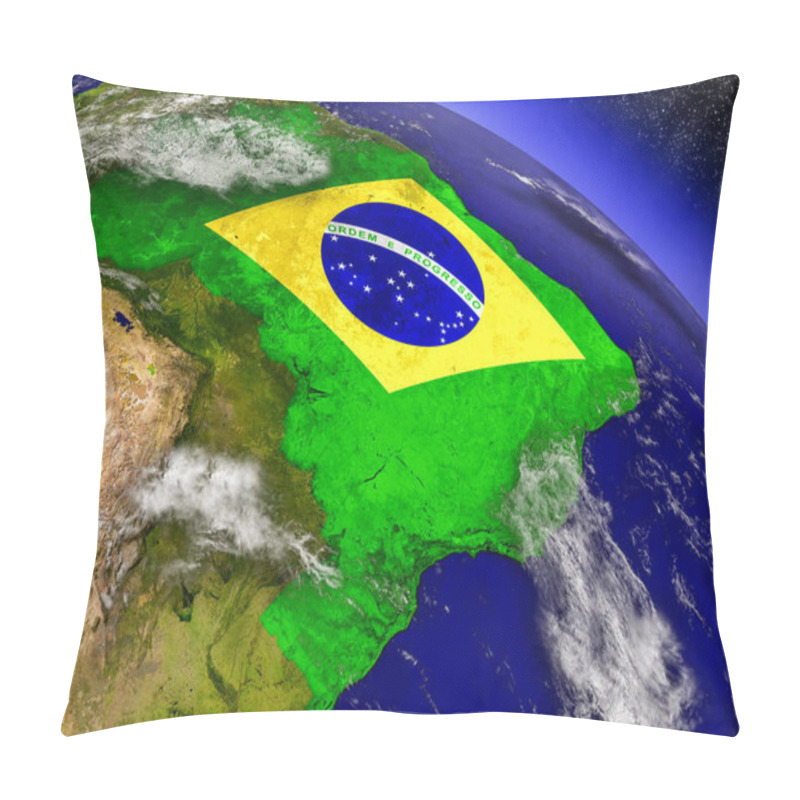 Personality  Brazil With Embedded Flag On Earth Pillow Covers