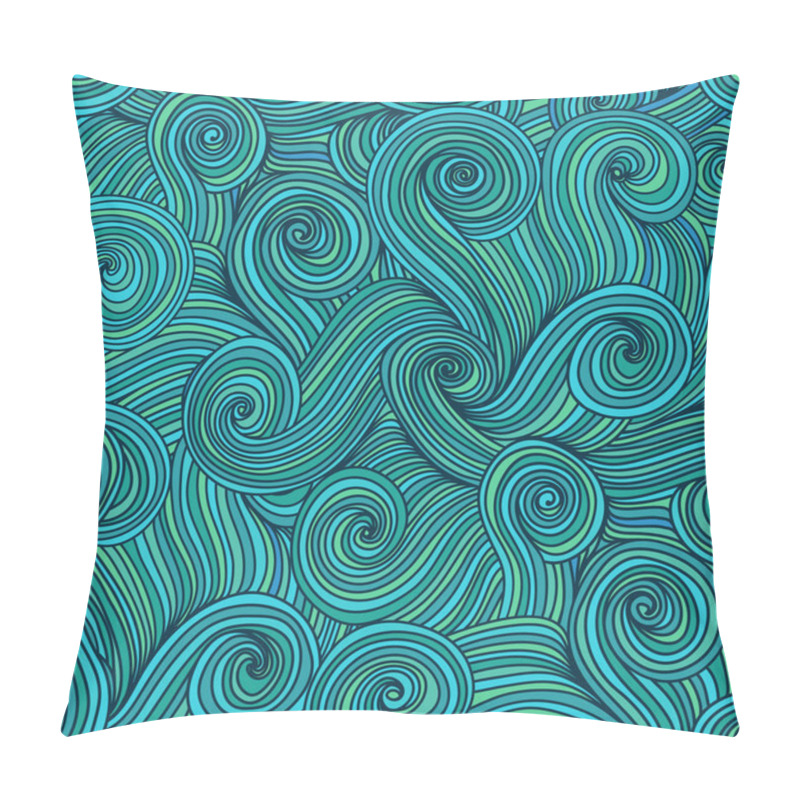 Personality  Seamless Wave Hand-drawn Pattern, Waves Background (seamlessly T Pillow Covers