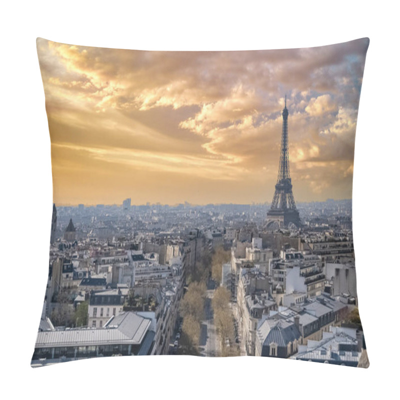 Personality  Paris, Beautiful Haussmann Facades And Roofs In A Luxury Area Of The Capital, View From The Triumph Arch, With The Eiffel Tower Pillow Covers