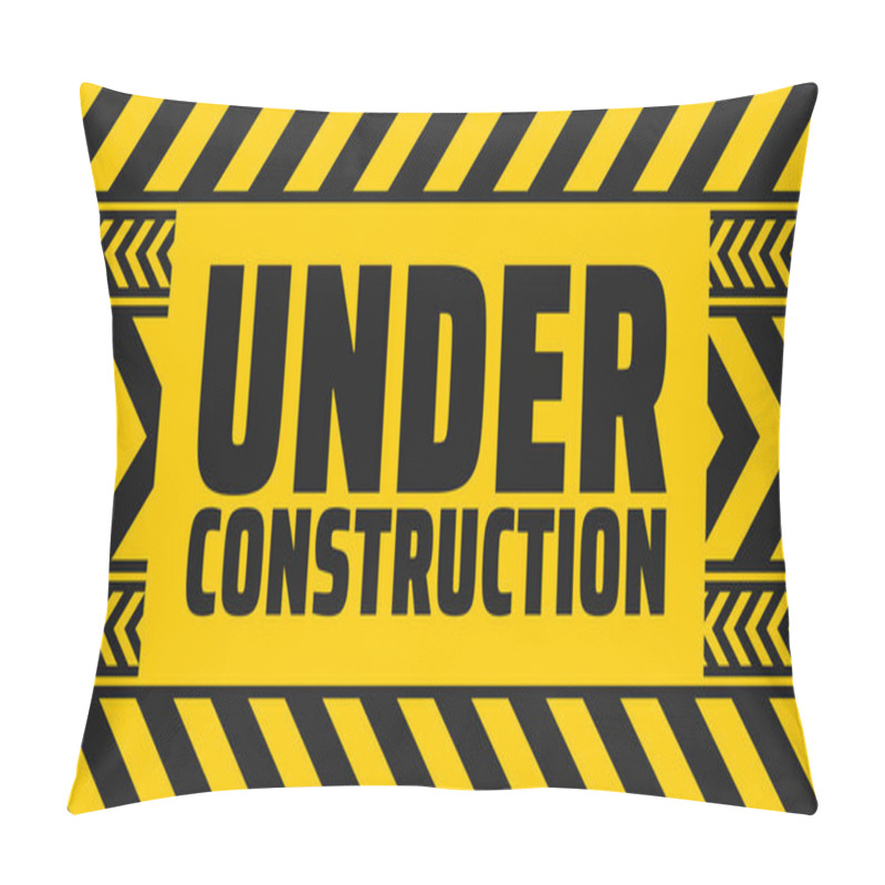 Personality  Under Construction Industrial Caution Warning Sign Background Or Banner With Black And Yellow Stripes. Pillow Covers