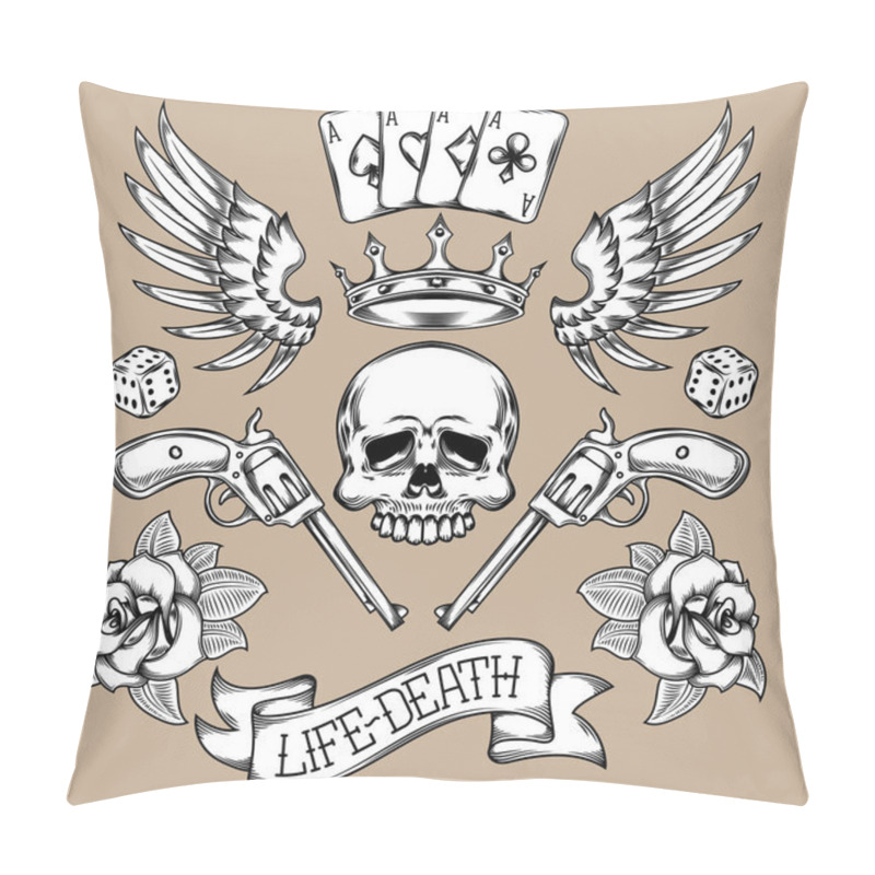 Personality  Vector Set Of Tattoos. Pillow Covers