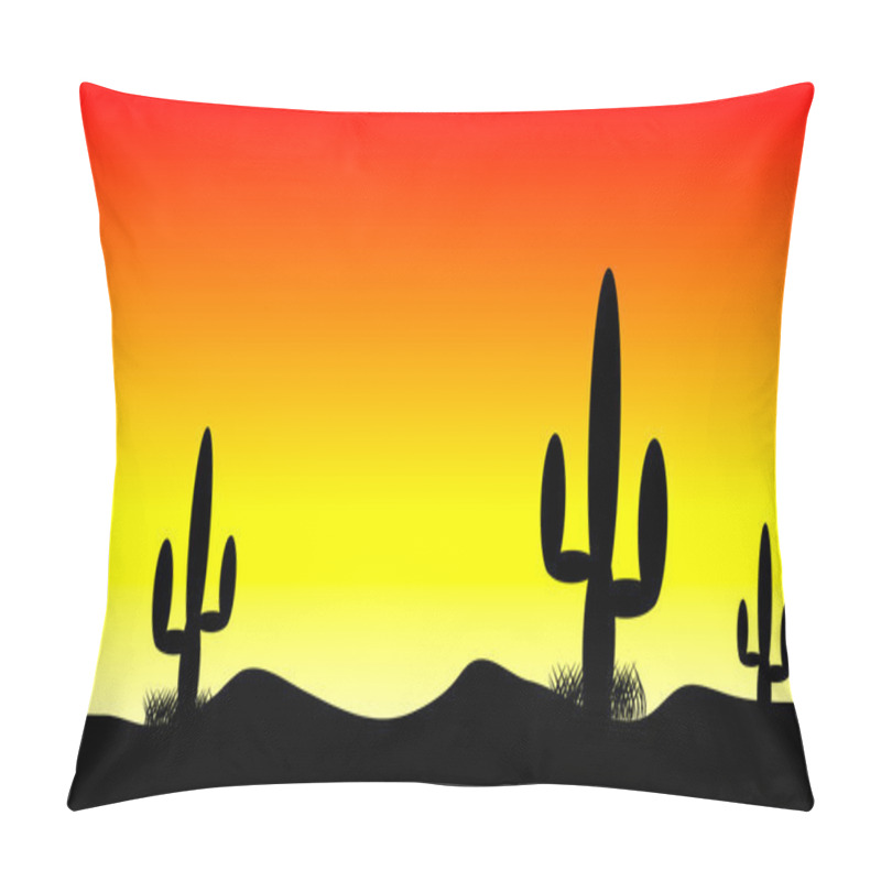 Personality  Desert Sunset With Cactus Plants Pillow Covers