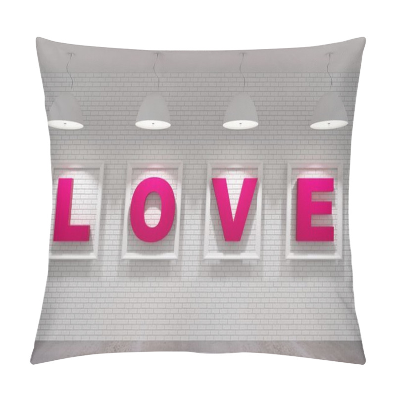 Personality  Love In Picture Frame On The White Brick Wall ,3d Pillow Covers