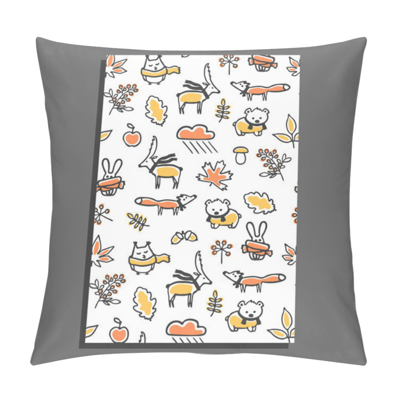 Personality  Greeting Card With Autumn Pattern. Vector Illustration Pillow Covers