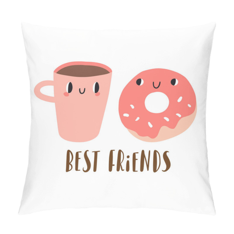 Personality  Best Friends: Cartoon Donut And Cup Of Coffee Pillow Covers