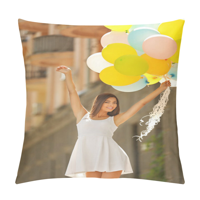 Personality  Beautiful Girl With Balloons Pillow Covers