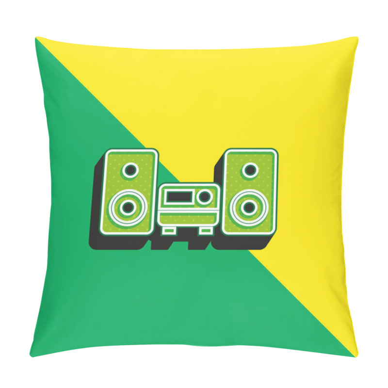 Personality  Audio Equipment Green And Yellow Modern 3d Vector Icon Logo Pillow Covers