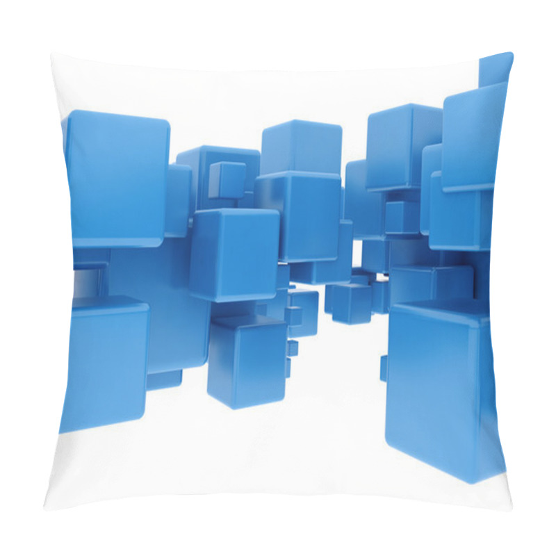 Personality  Blue 3d Cubes Isolated On White Pillow Covers