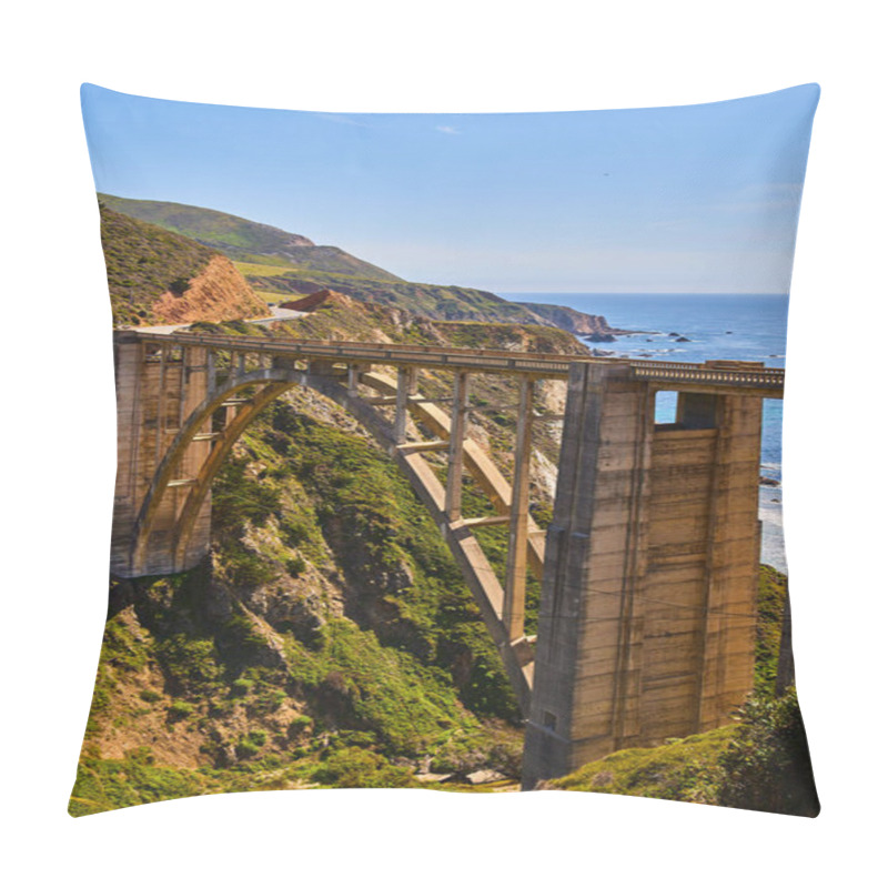 Personality  Image Of Highway Bridge On West Coast Ocean Pillow Covers