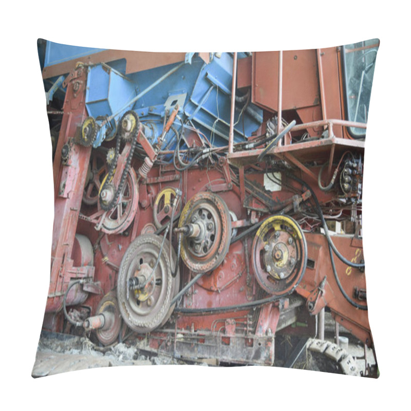 Personality  Rotary Combine Harvester Torum Under The Hood. Details And Knots. Combine Harvesters Agricultural Machinery. The Machine For Harvesting Grain Crops. Pillow Covers