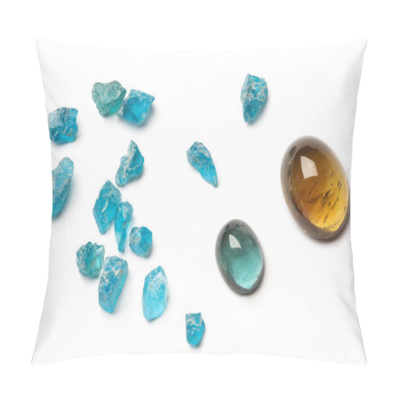 Personality  Apatites Gemstones Over White Pillow Covers