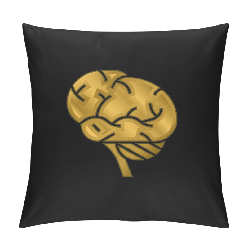 Personality  Brains Gold Plated Metalic Icon Or Logo Vector Pillow Covers