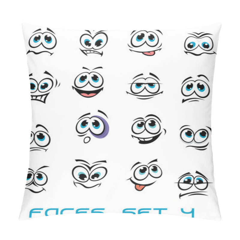 Personality  Cartoon Faces Set With Many Emotions Pillow Covers