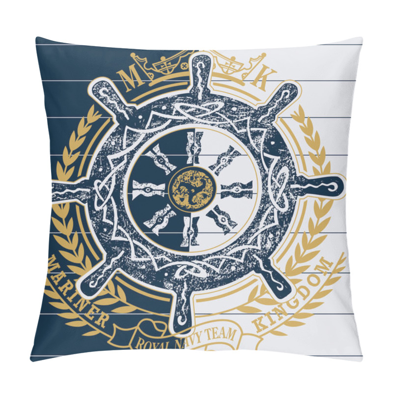 Personality  Graphic Logo For Nautical Sport Club, Marine Concept Pillow Covers