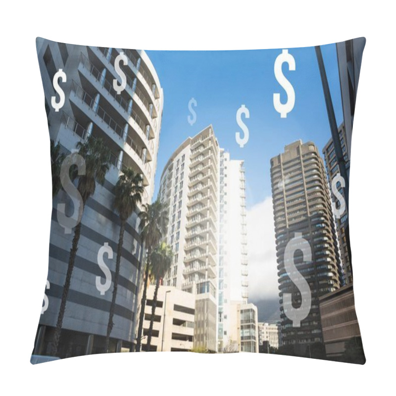 Personality  Dollar Icons In Financial District Pillow Covers