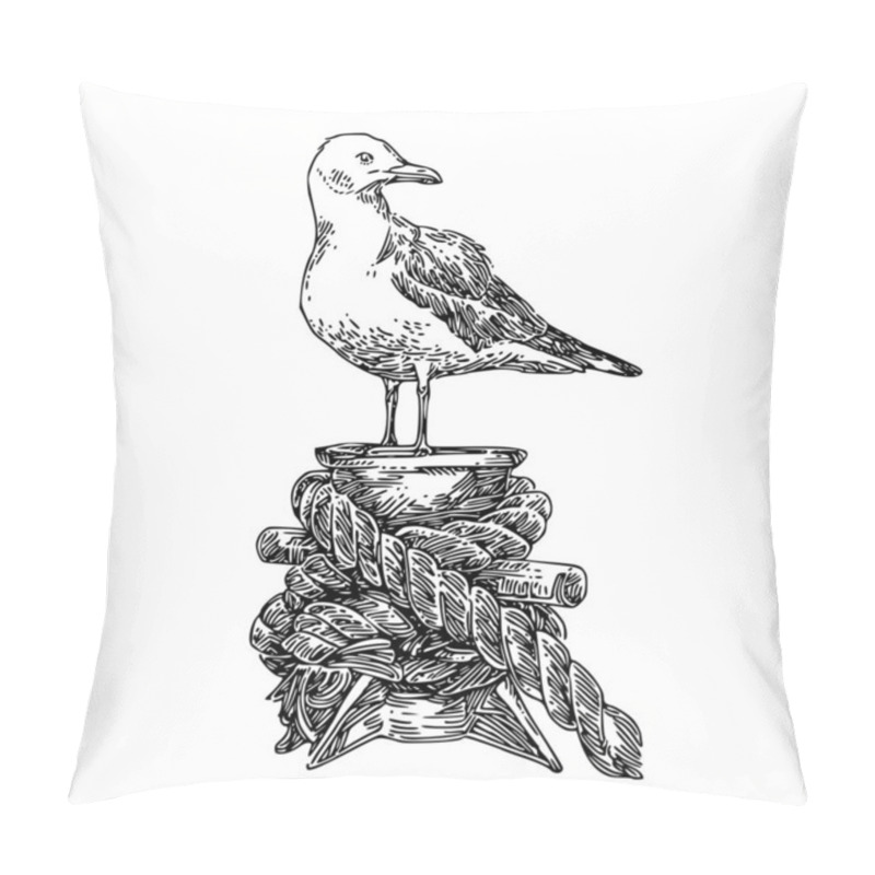 Personality  Seagull On Mooring.  Pillow Covers