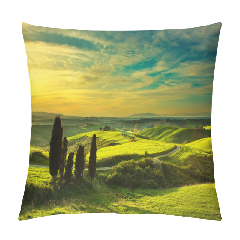 Personality  Tuscany, Rural Sunset Landscape Pillow Covers