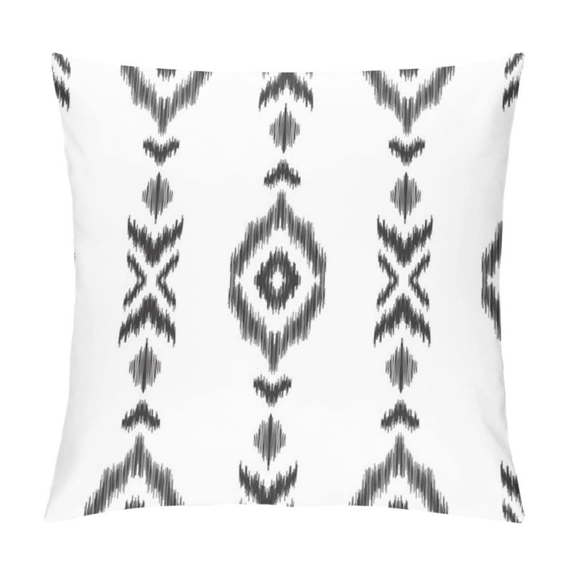 Personality  Vector Illustration Of Black And White Ikat Seamless Pattern. Design In Ethnic Style. Pillow Covers