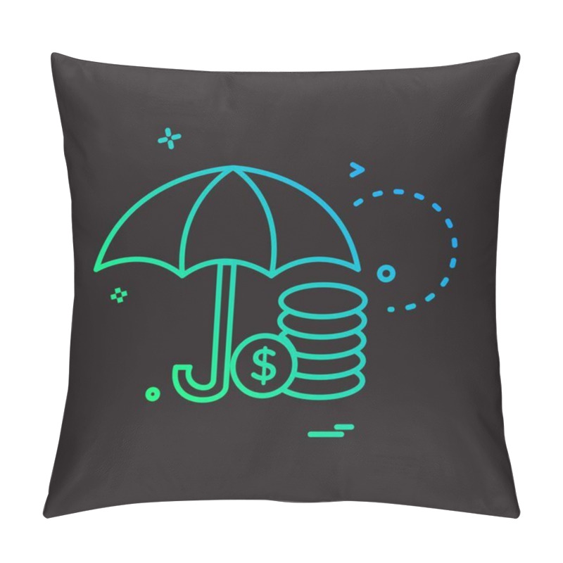 Personality  Umbrella Coins Dollar Icon Vector Design Pillow Covers