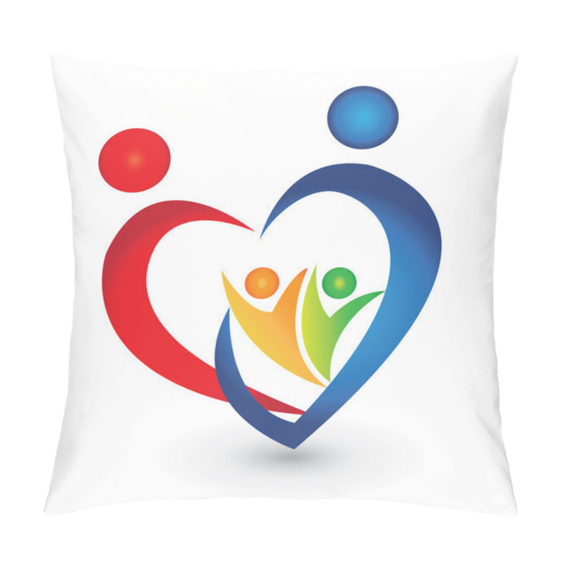 Personality  Family Union In A Heart Shape Logo Vector Pillow Covers