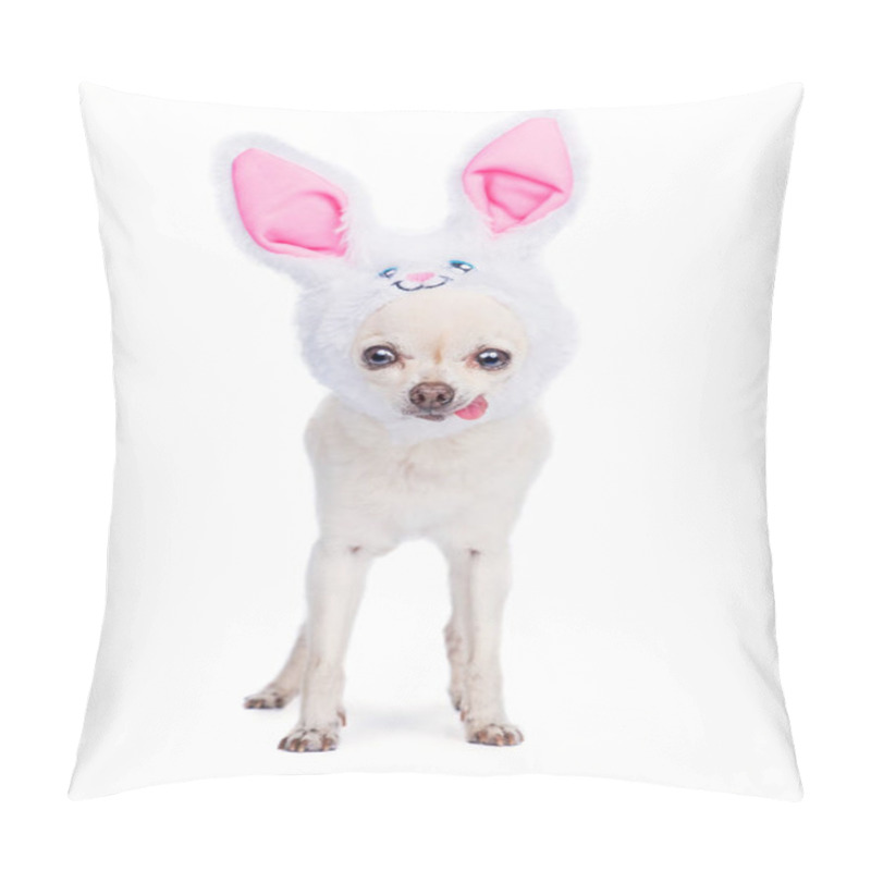 Personality  Cute Chihuahua Wearing Bunny Ears Isolated On A White Background Pillow Covers