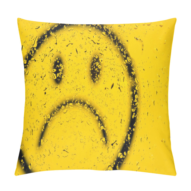 Personality  Sad Yellow Smiley And Water Drops. Pillow Covers