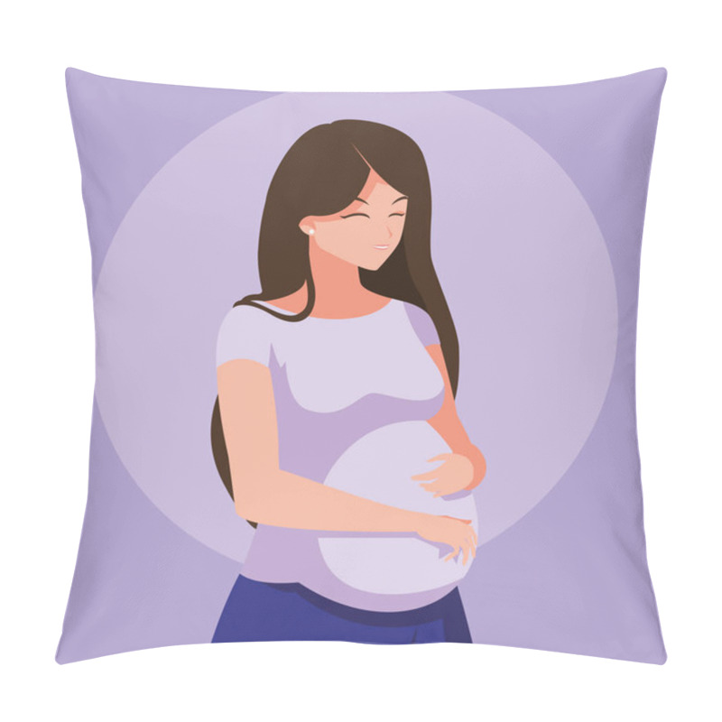 Personality  Pregnant Young Woman Avatar Character Pillow Covers