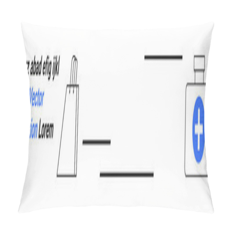 Personality  Shopping Bag, Text Elements, And Medical Kit Icon With Blue Cross. Ideal For E-commerce, Online Shopping, Healthcare, Medical Supplies, Retail Digital Marketing Payment Processing. Landing Page Pillow Covers