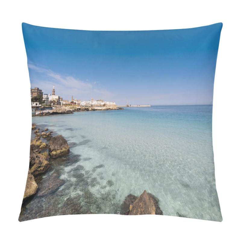 Personality  Panorama Of Monopoli In Metropolitan City Of Bari And Region Of Apulia (Puglia). On The Background The Cathedral Of The Madonna Della Madia Pillow Covers