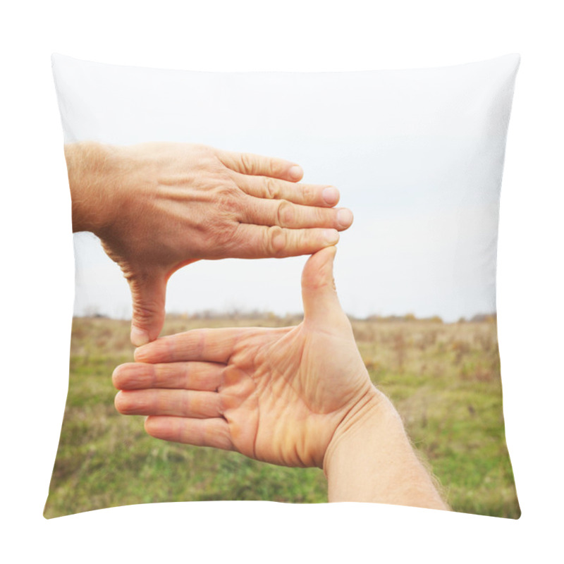 Personality  View At Field Through Hand Frame Pillow Covers