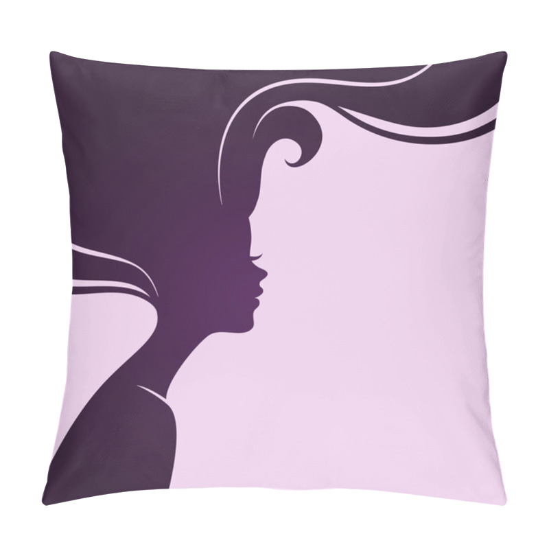 Personality  Woman's Silhouette With Beautiful Hair Pillow Covers