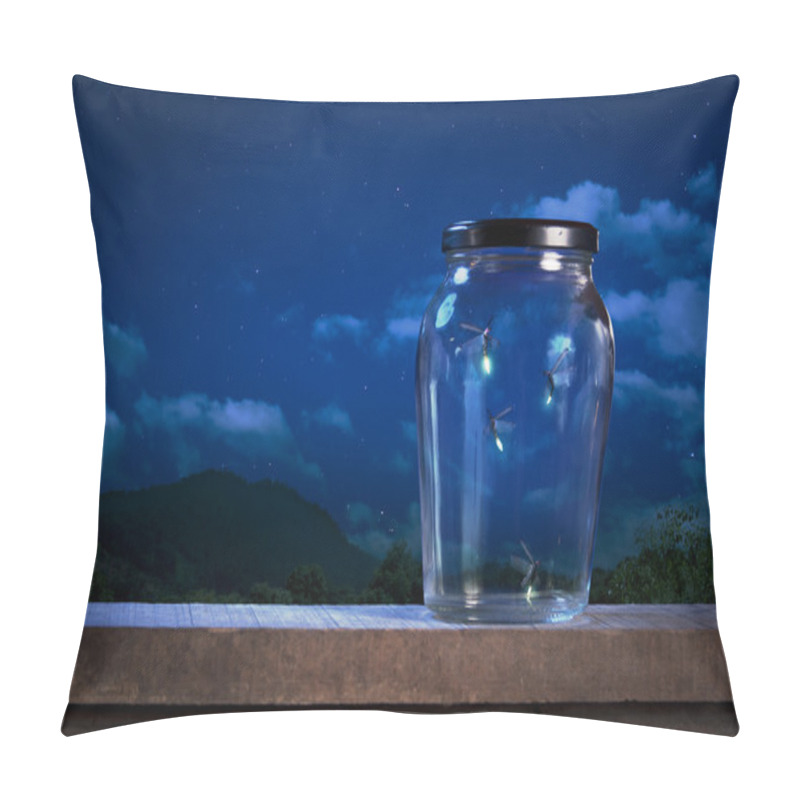 Personality  Fireflies In A Jar At Night Pillow Covers