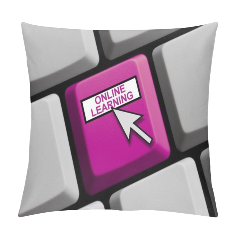 Personality  Computer Keyboard Showing Online Learning Pillow Covers