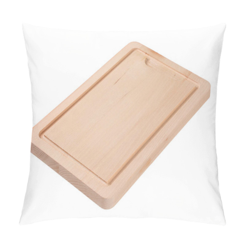 Personality  Empty Wooden Cutting Board On White Background Pillow Covers