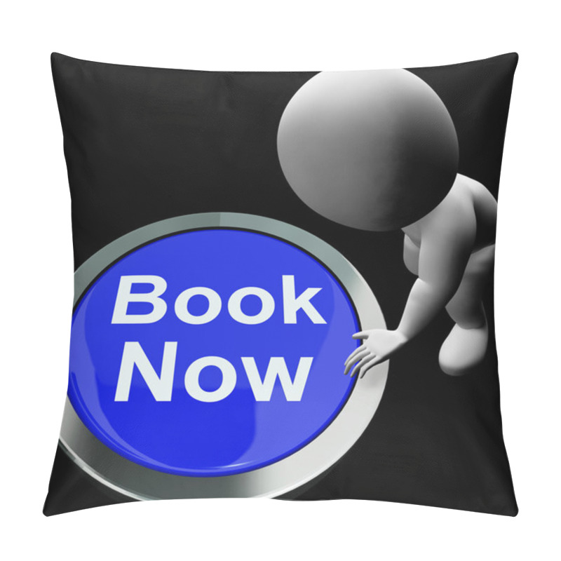 Personality  Blue Book Now Button For Hotel Or Flights Reservation Pillow Covers