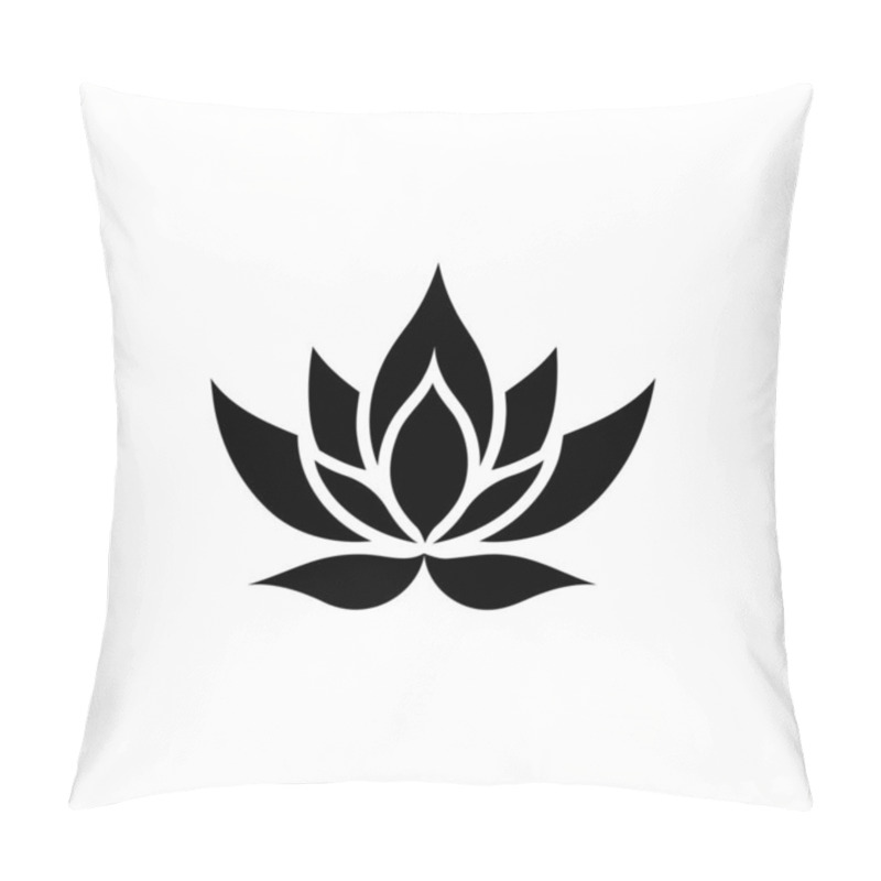 Personality  Stylized Lotus Flower Icon In Black Silhouette. Vector Illustration Design. Pillow Covers