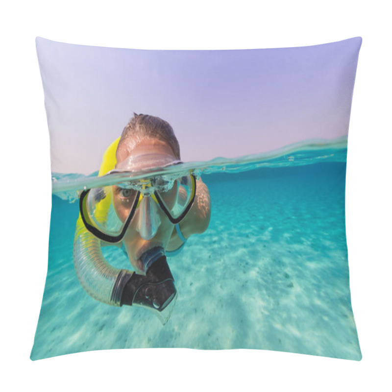 Personality  Snorkeling Woman Exploring Beautiful Ocean Sealife Pillow Covers