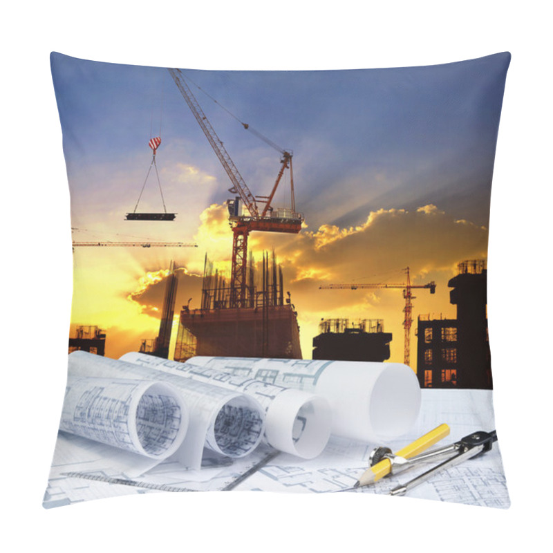 Personality  Engineer Working Table Plan, Home Model And Writing Tool Equipme Pillow Covers