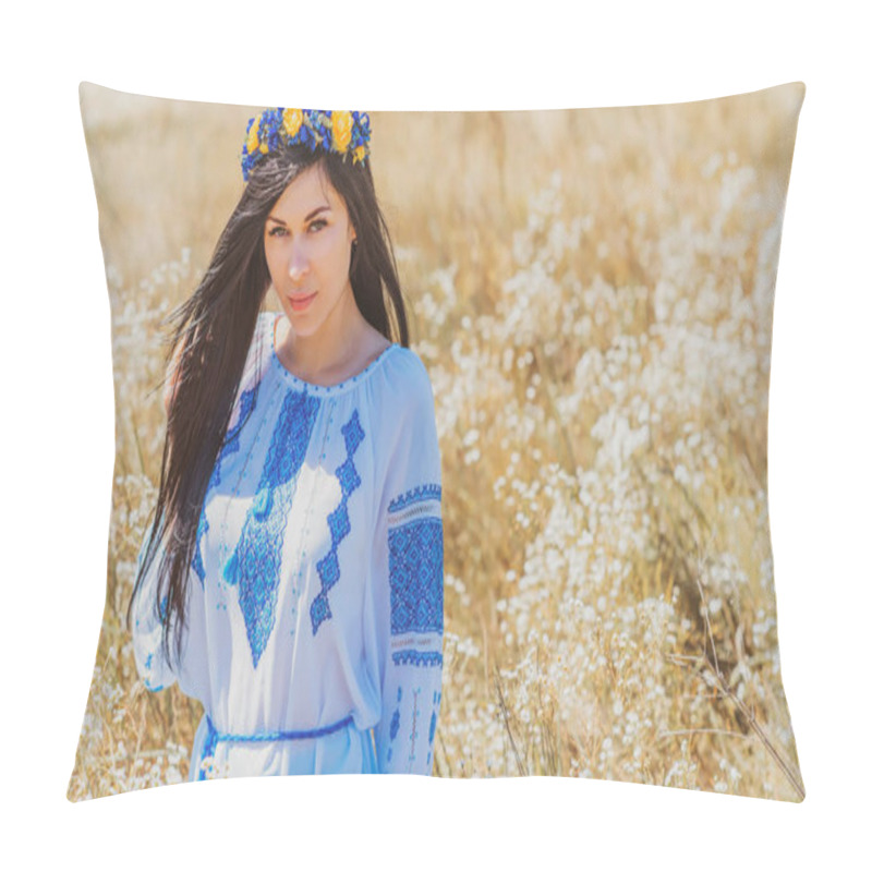 Personality  European Woman In Ethnic Fashionable Style. Concept Of Women Collection Of Clothes  Pillow Covers