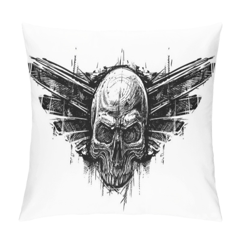 Personality  Detailed Graphic Human Skull Trash Polka Line Art Pillow Covers