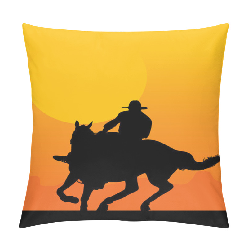 Personality  Horseman On Sunset Background Pillow Covers