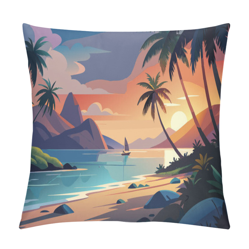 Personality  Summer Tropical Beach Landscape Background Pillow Covers