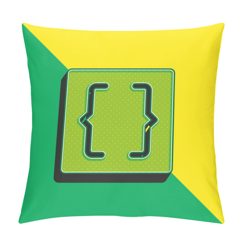 Personality  Brackets Green And Yellow Modern 3d Vector Icon Logo Pillow Covers