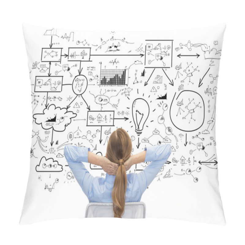 Personality  Businesswoman Or Teacher In Suit From Back Pillow Covers