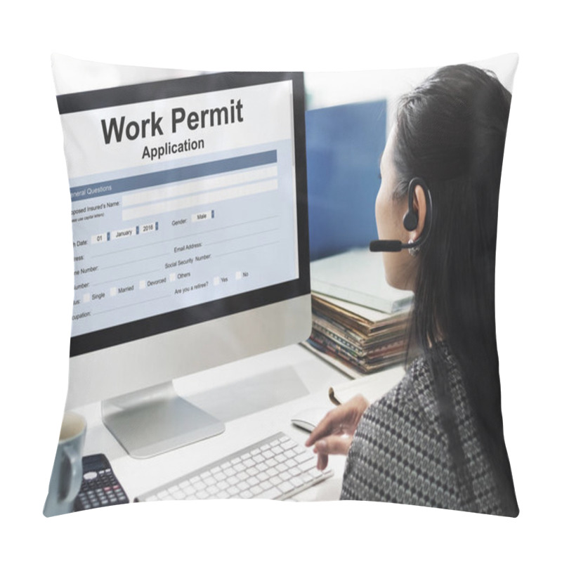 Personality  Businesswoman Working On Computer  Pillow Covers